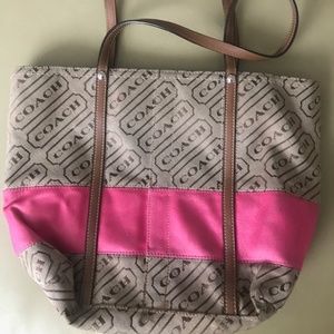 Coach pink stripe shoulder bag